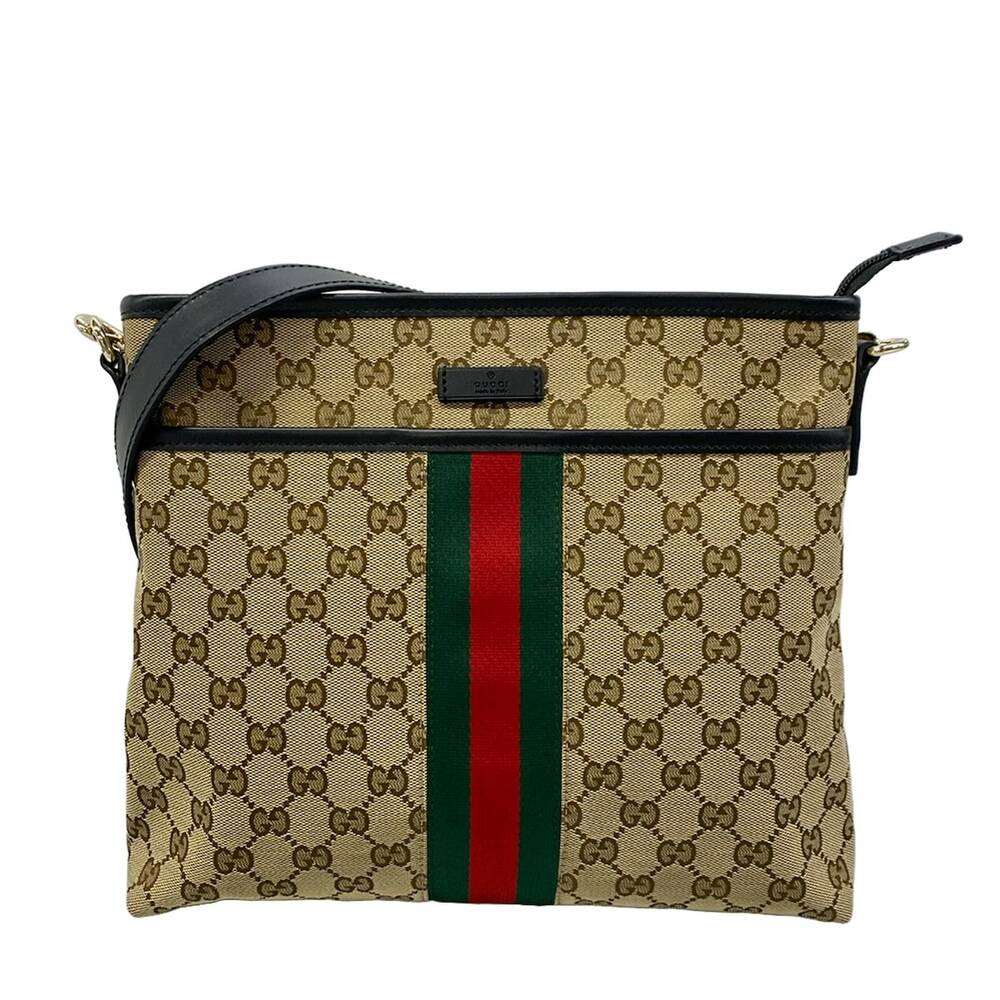 Gucci Shelly Shoulder Bag 388926 Beige Dark Brown Black Jacquard Leather